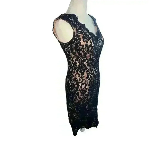Eliza J Navy Blue Lined Lace Overlay Navy Cocktail Dress Women’s Sz 0 P - Picture 2 of 8